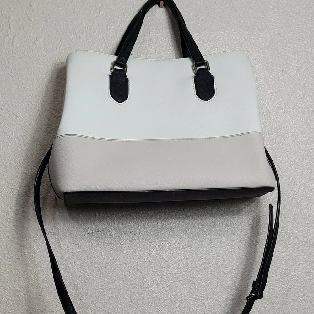 Kate Spade Evangelie Laurel Way Sachel Handbag Purse Beige Ecru Black Crossbody - Picture 2 of 12